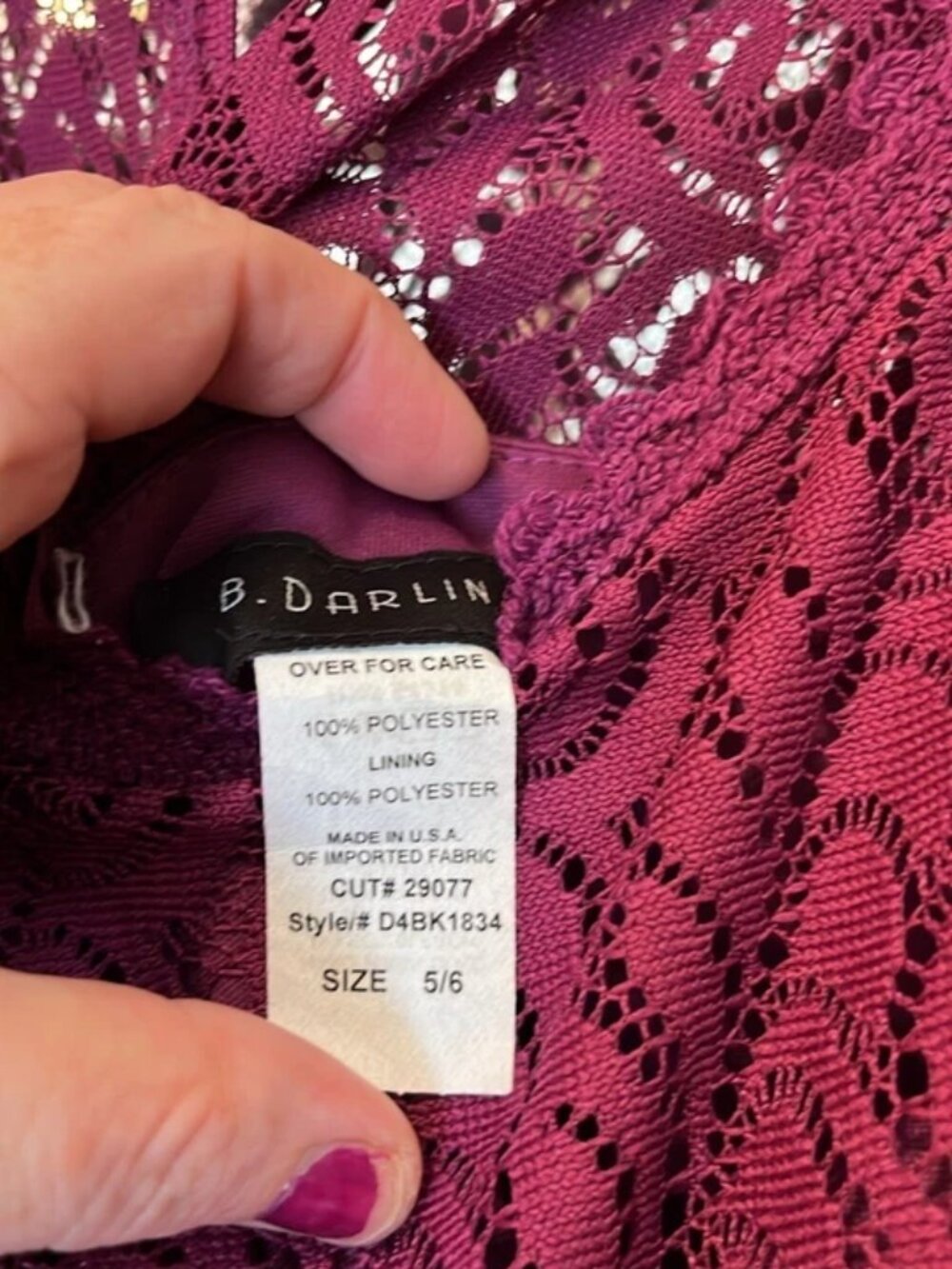 B. Darlin Purple Lace Mini Dress - Picture 4 of 4